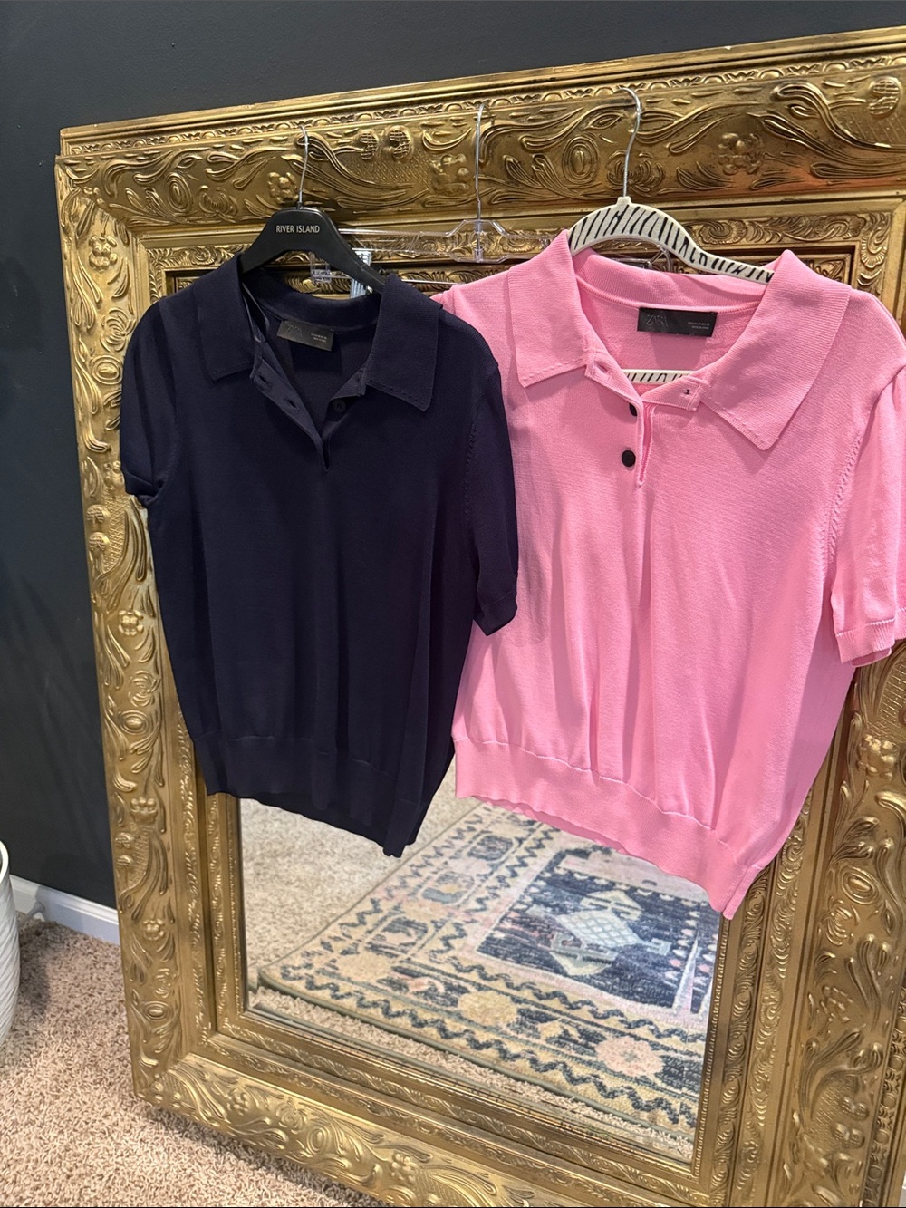 Zara Short Sleeve Polo Tees in Black and Pink